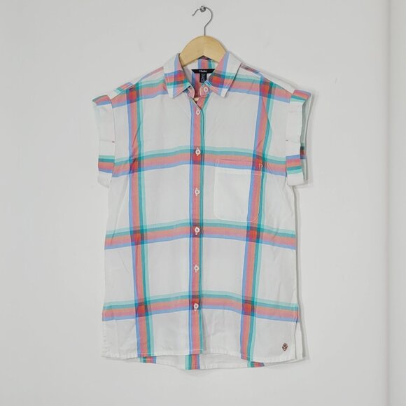 Hatley Women Multicolor Plaid Pocket Relaxed Fit Button Down Casual Shirt Size S - Picture 2 of 12